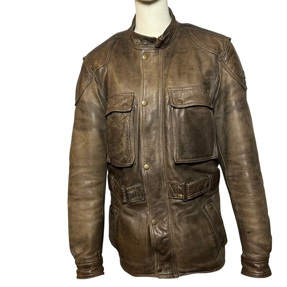 VTG Hein Gericke Touring Moto Jacket Brown 42 Leather Grunge Biker Patina 80-90s
